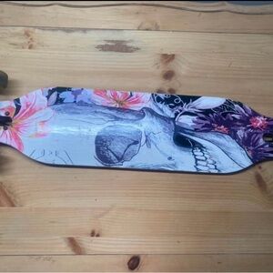 Floral Skull Longboard Deck